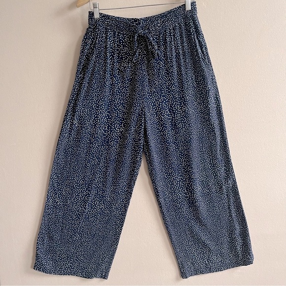 Other Stories Wide Leg Pants Ankle Polka Dot Speckled Navy Blue in 6 - Picture 1 of 14